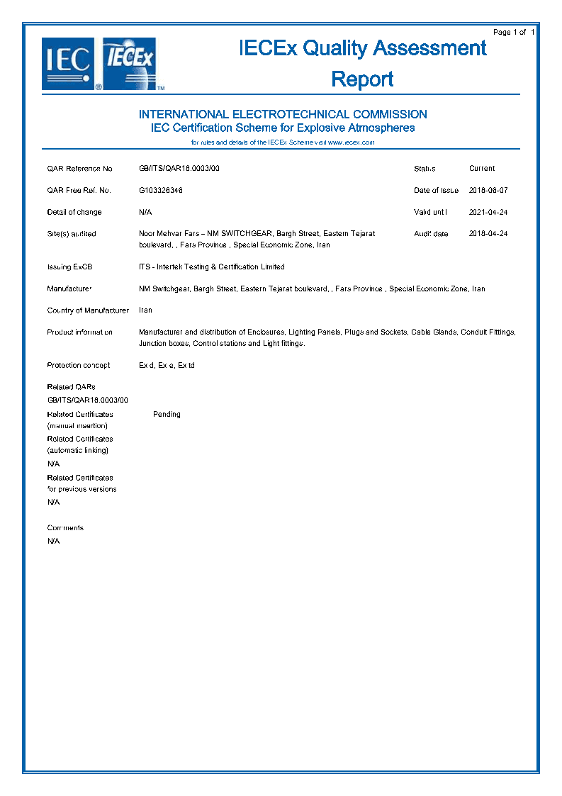 IECEx Quality Assessment Reports